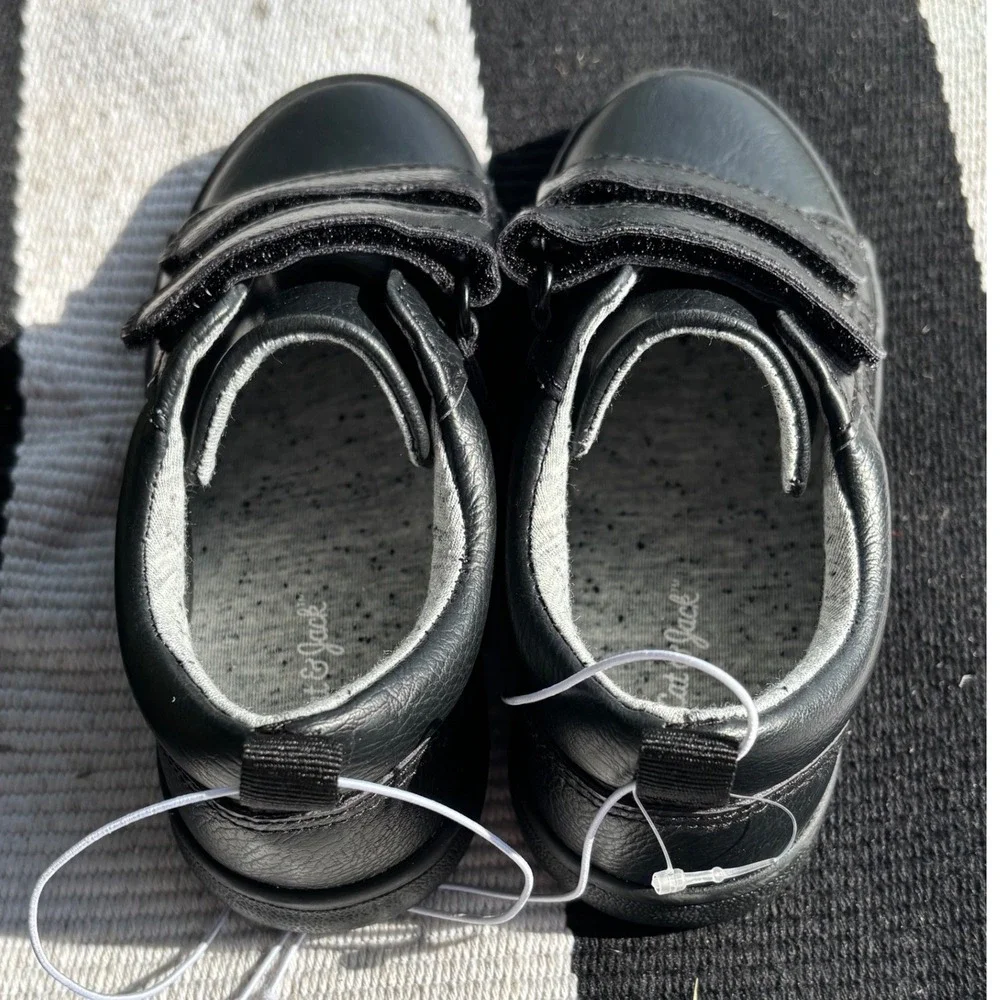 Cat & Jack Kids Black Faux Leather Double Strap Sneakers Size 10 Non-Marking